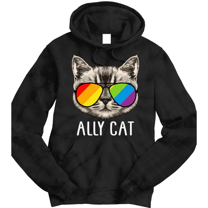 Ally Cat Ally Cat LGBTQ+ LGBT Flag LGBT Ally Cat Tie Dye Hoodie