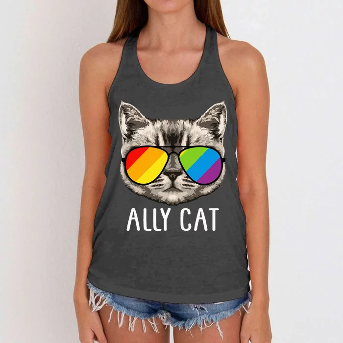 Ally Cat Ally Cat LGBTQ+ LGBT Flag LGBT Ally Cat Women's Knotted Racerback Tank