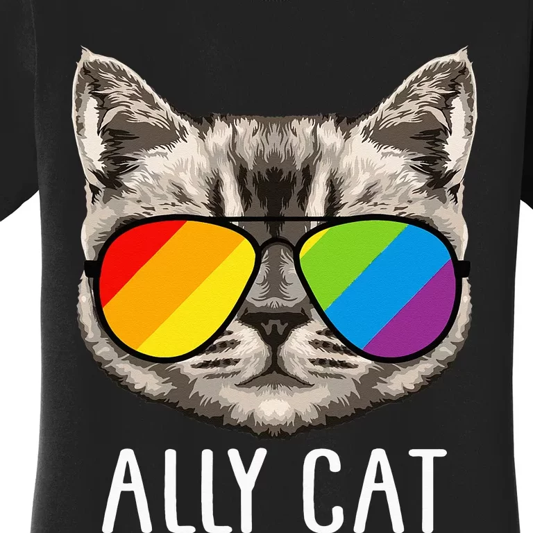 Ally Cat Ally Cat LGBTQ+ LGBT Flag LGBT Ally Cat Women's T-Shirt