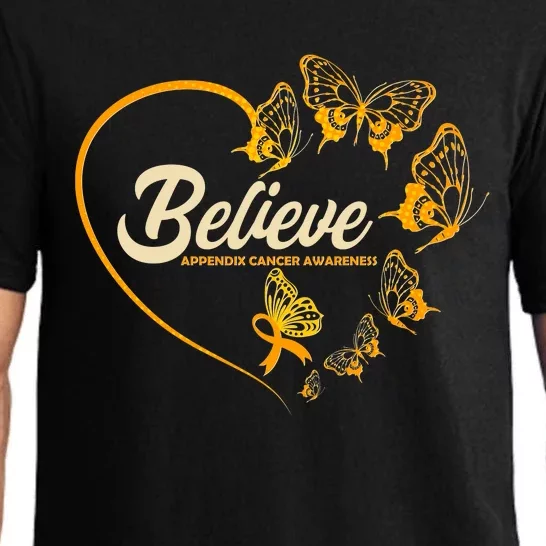 Appendix Cancer Awareness Believe Butterfly Heart Pajama Set