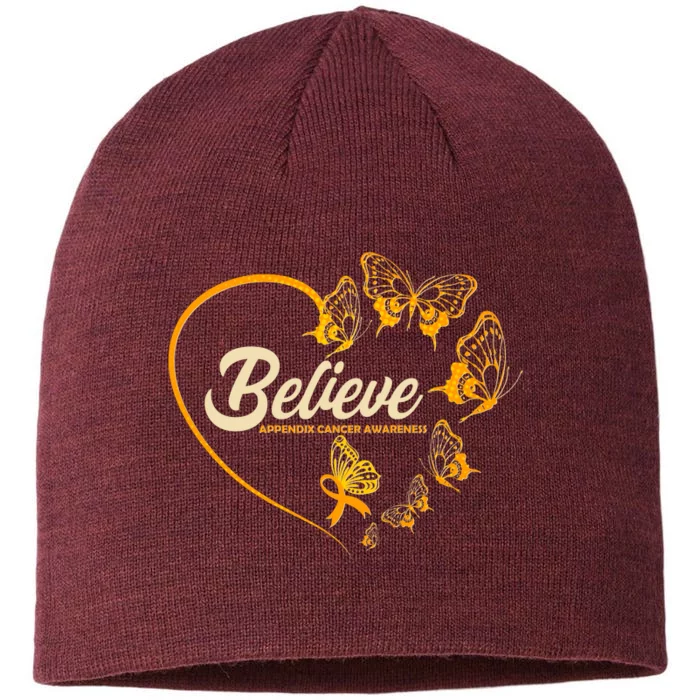 Appendix Cancer Awareness Believe Butterfly Heart 8 1/2in Sustainable Knit Beanie