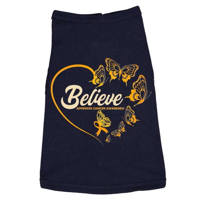 Appendix Cancer Awareness Believe Butterfly Heart Doggie Tank