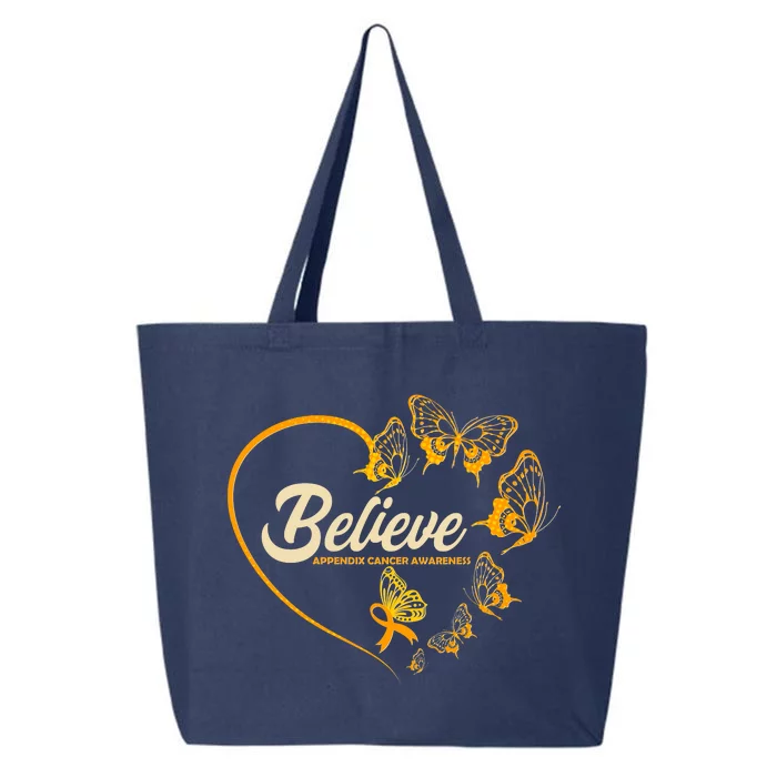 Appendix Cancer Awareness Believe Butterfly Heart 25L Jumbo Tote