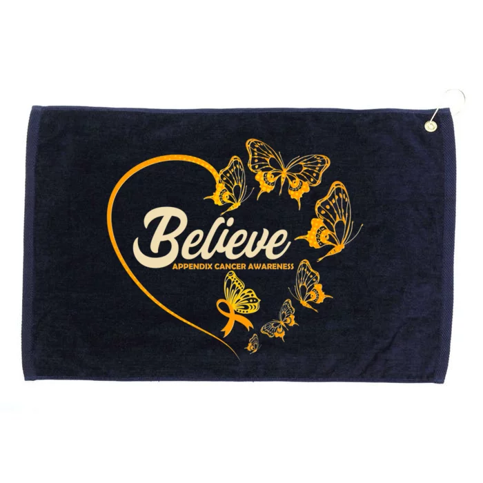 Appendix Cancer Awareness Believe Butterfly Heart Grommeted Golf Towel