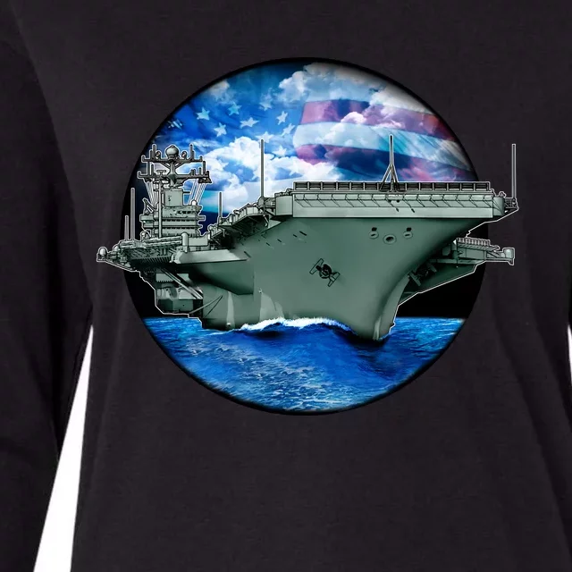 Aircraft Carrier Womens Cotton Relaxed Long Sleeve T-Shirt