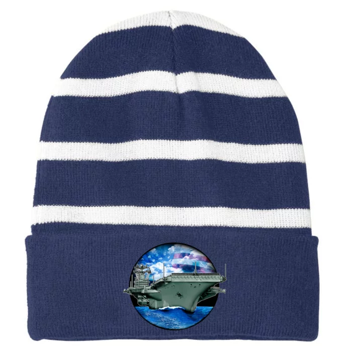 Aircraft Carrier Striped Beanie with Solid Band