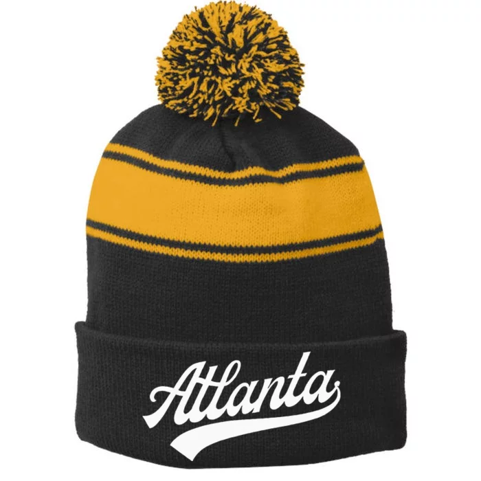 Atlanta Classic Stripe Pom Pom Beanie