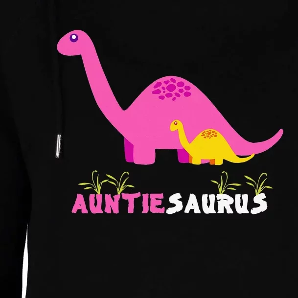 Auntiesaurus Cute Auntie Saurus Dinosaur Aunt Matching Womens Funnel Neck Pullover Hood