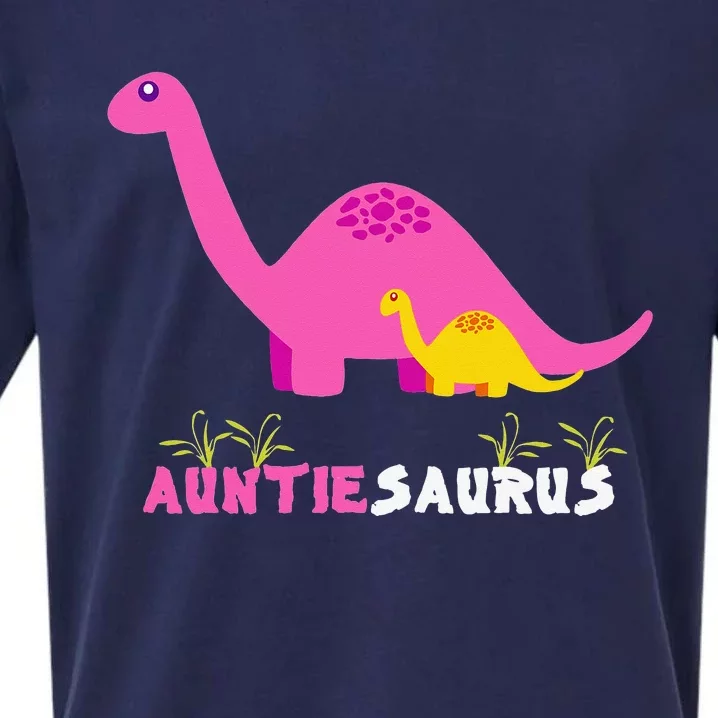 Auntiesaurus Cute Auntie Saurus Dinosaur Aunt Matching Sueded Cloud Jersey T-Shirt