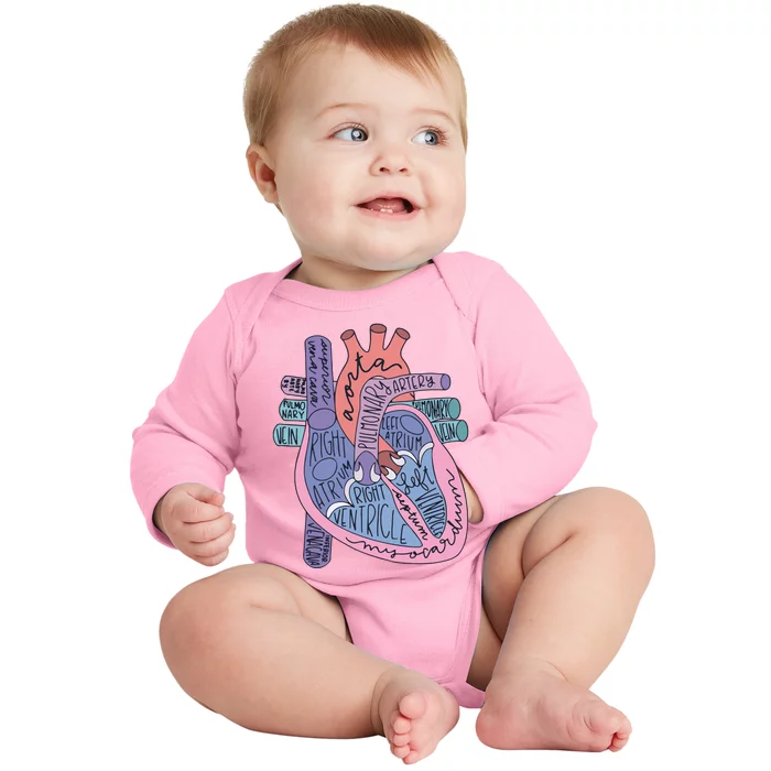 Anatomy Cardiologist Anatomical Heart Baby Long Sleeve Bodysuit