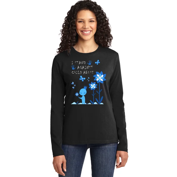 April Child Abuse Awareness Month Teacher Matching Ladies Long Sleeve Shirt