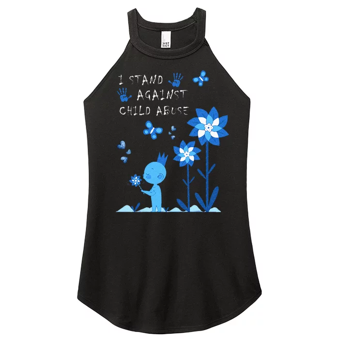 April Child Abuse Awareness Month Teacher Matching Women’s Perfect Tri Rocker Tank