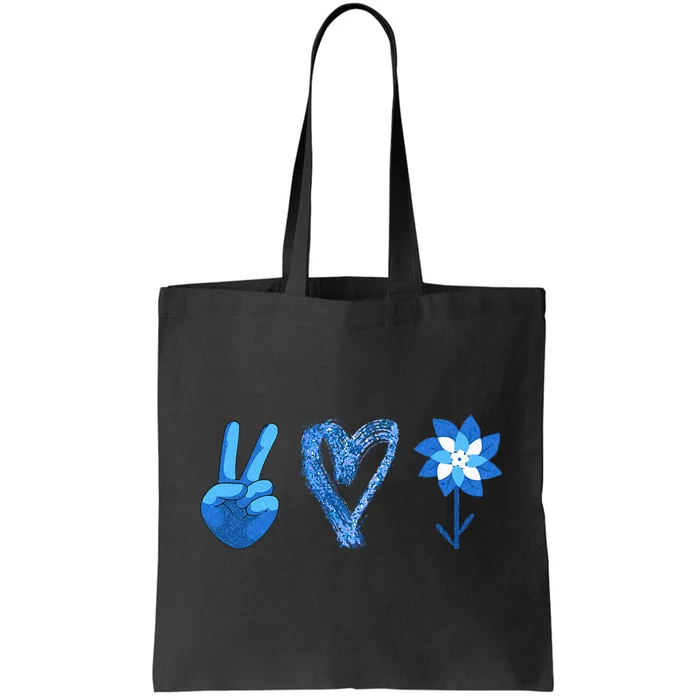 April Child Abuse Awareness Teacher Matching Peace Love Tote Bag