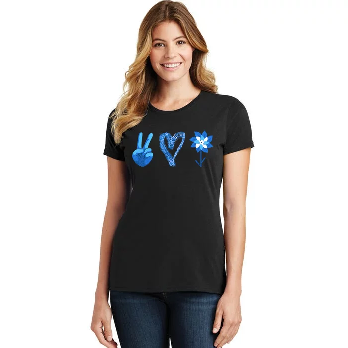 April Child Abuse Awareness Teacher Matching Peace Love Women's T-Shirt