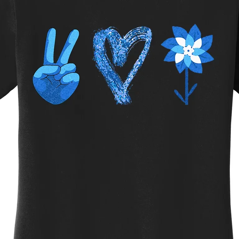 April Child Abuse Awareness Teacher Matching Peace Love Women's T-Shirt