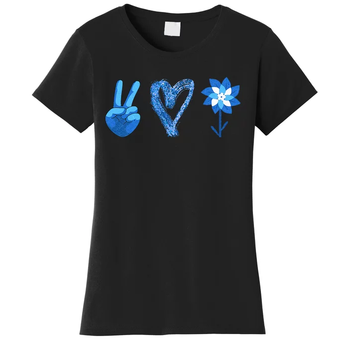 April Child Abuse Awareness Teacher Matching Peace Love Women's T-Shirt