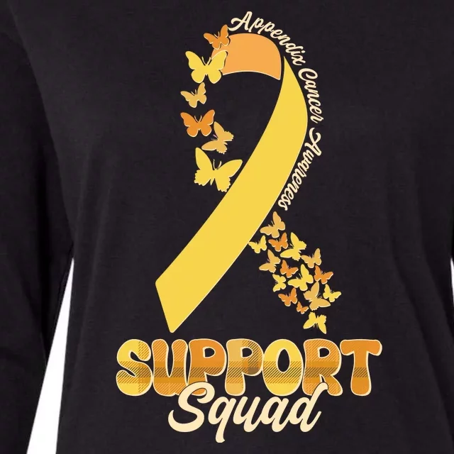 Appendix Cancer Awareness Support Squad Ribbon Butterflies Womens Cotton Relaxed Long Sleeve T-Shirt