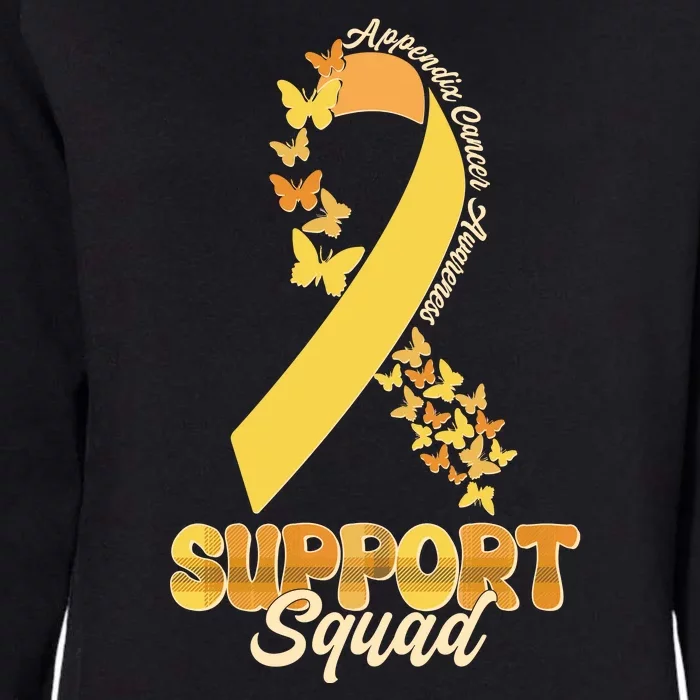 Appendix Cancer Awareness Support Squad Ribbon Butterflies Womens California Wash Sweatshirt