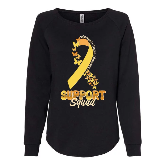 Appendix Cancer Awareness Support Squad Ribbon Butterflies Womens California Wash Sweatshirt