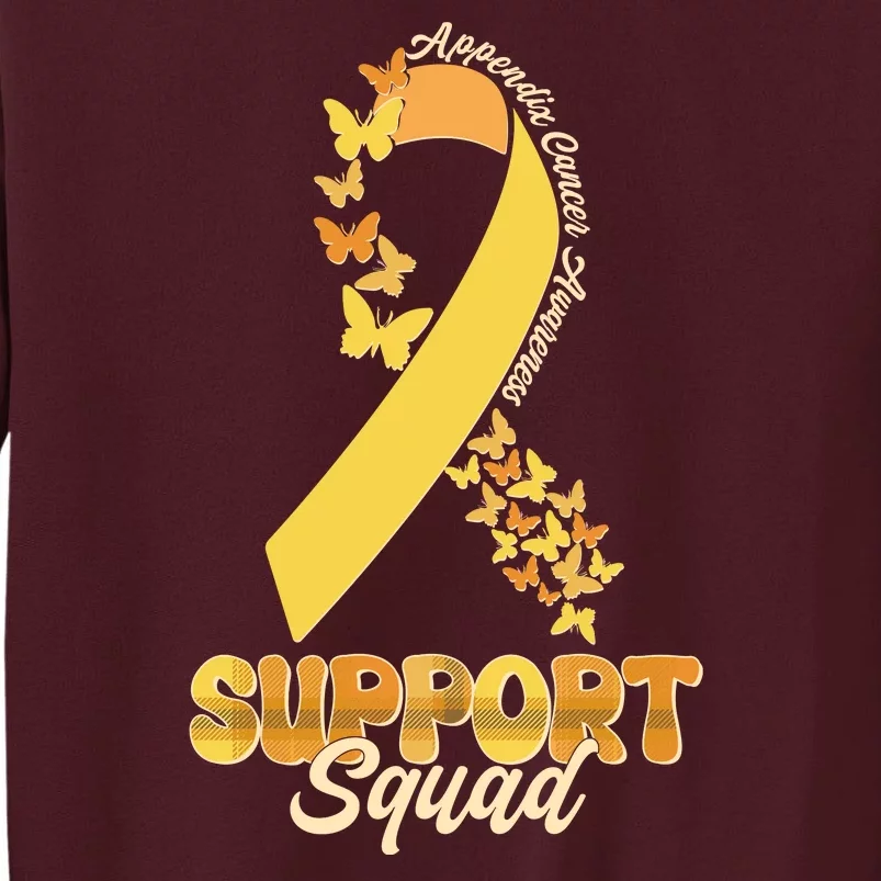 Appendix Cancer Awareness Support Squad Ribbon Butterflies Tall Sweatshirt