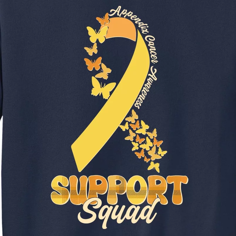 Appendix Cancer Awareness Support Squad Ribbon Butterflies Sweatshirt