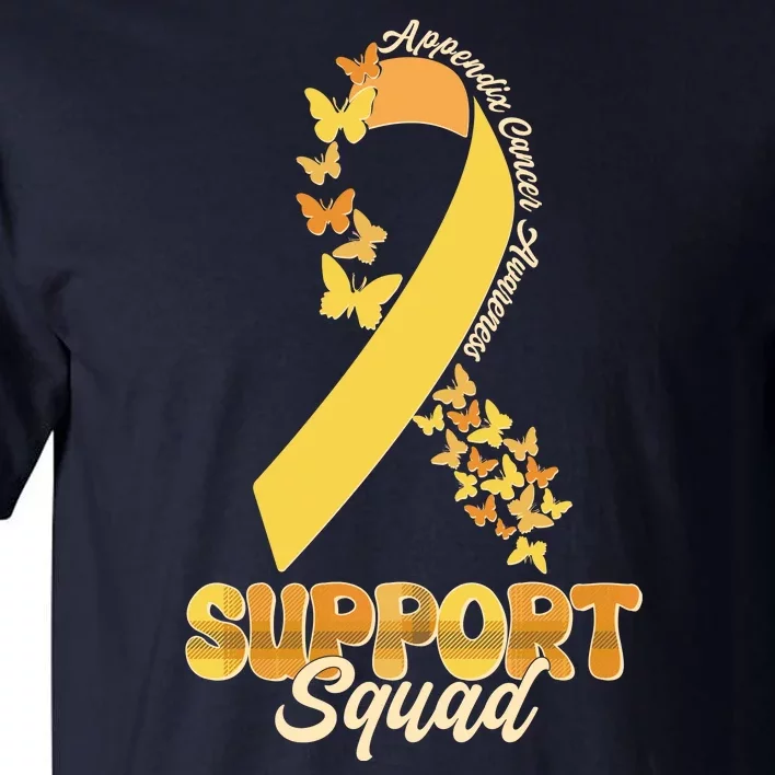 Appendix Cancer Awareness Support Squad Ribbon Butterflies Tall T-Shirt