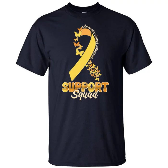 Appendix Cancer Awareness Support Squad Ribbon Butterflies Tall T-Shirt