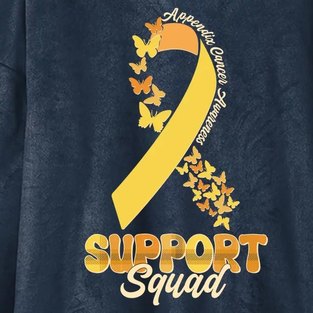 Appendix Cancer Awareness Support Squad Ribbon Butterflies Hooded Wearable Blanket