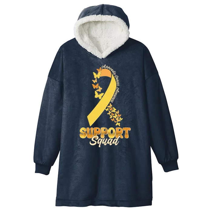 Appendix Cancer Awareness Support Squad Ribbon Butterflies Hooded Wearable Blanket