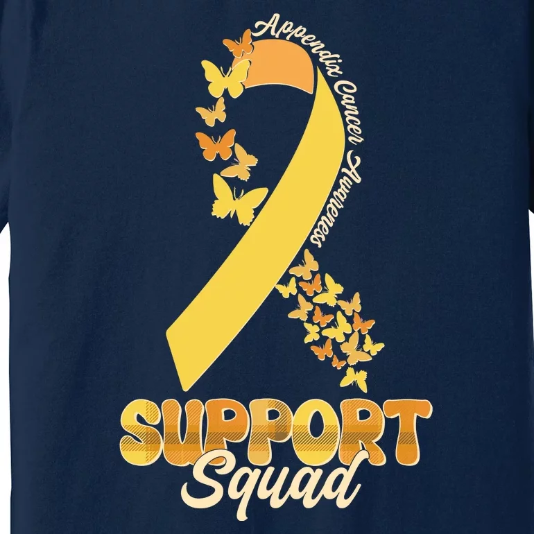 Appendix Cancer Awareness Support Squad Ribbon Butterflies Premium T-Shirt