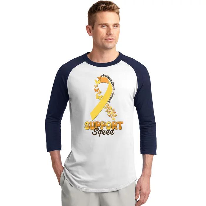 Appendix Cancer Awareness Support Squad Ribbon Butterflies Baseball Sleeve Shirt