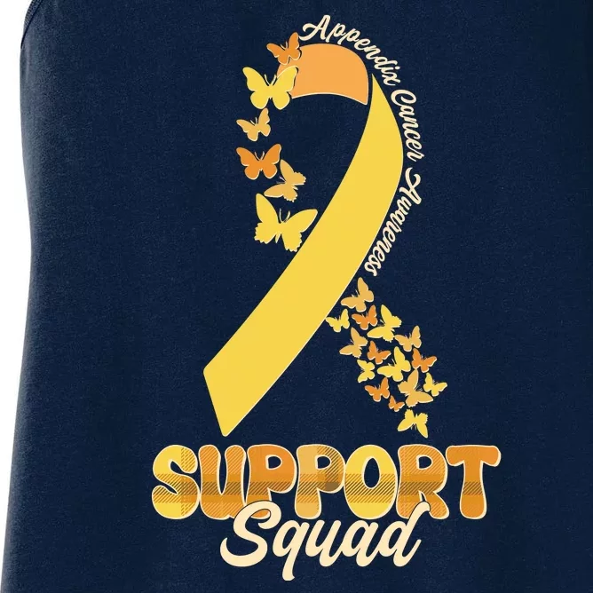 Appendix Cancer Awareness Support Squad Ribbon Butterflies Women's Racerback Tank