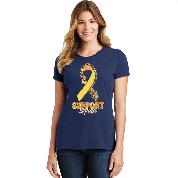 Appendix Cancer Awareness Support Squad Ribbon Butterflies Women's T-Shirt