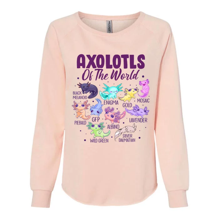 Axolotl Cute Axolotls Of The World Kawaii Womens California Wash Sweatshirt