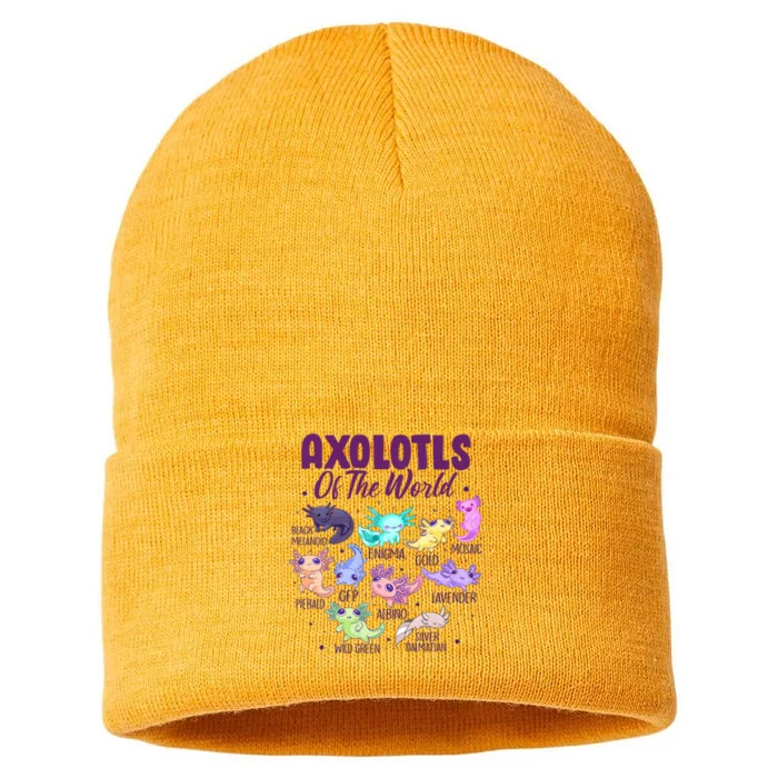 Axolotl Cute Axolotls Of The World Kawaii Sustainable Knit Beanie