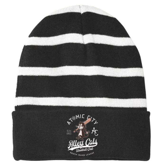 Atomic City Alley Cats Retro Minor League Striped Beanie with Solid Band