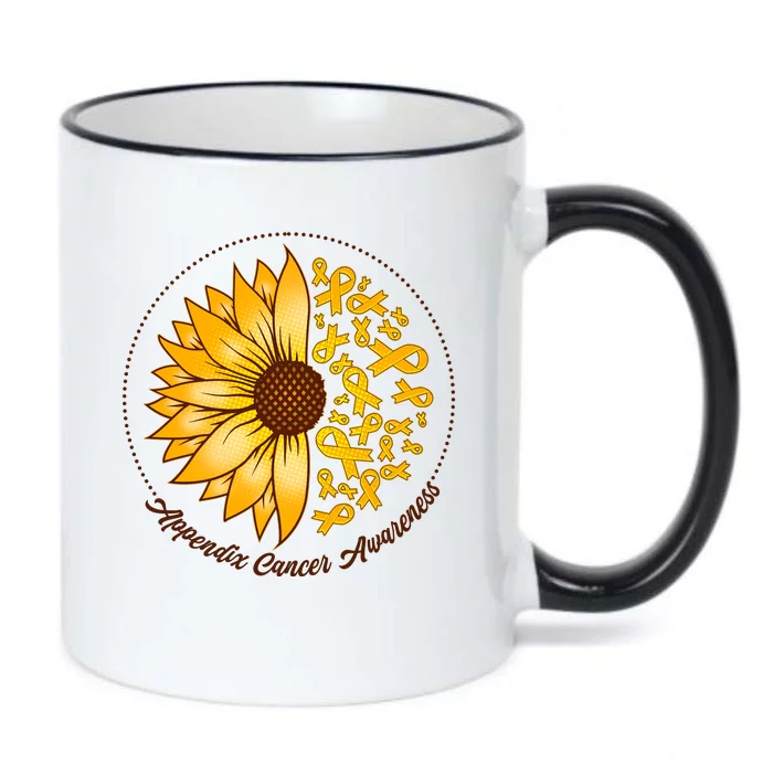 Appendix Cancer Awareness Sunflower Ribbons Black Color Changing Mug