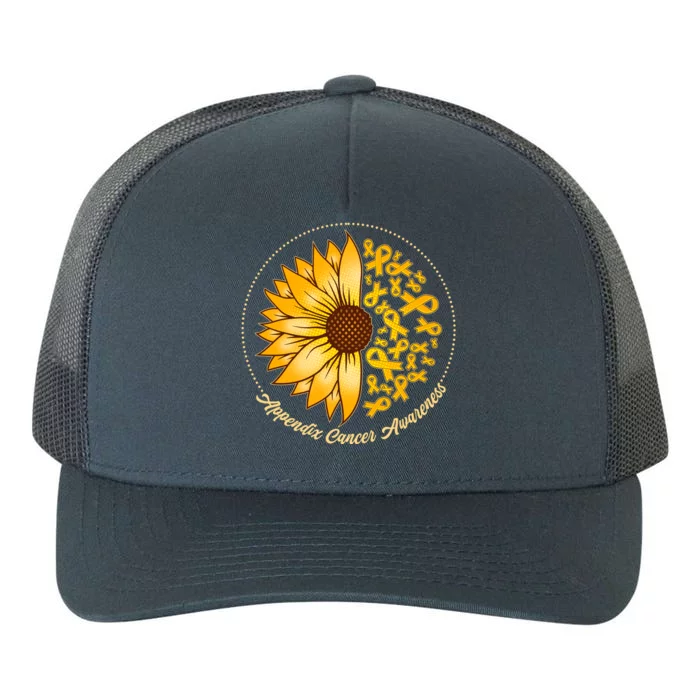 Appendix Cancer Awareness Sunflower Ribbons Yupoong Adult 5-Panel Trucker Hat