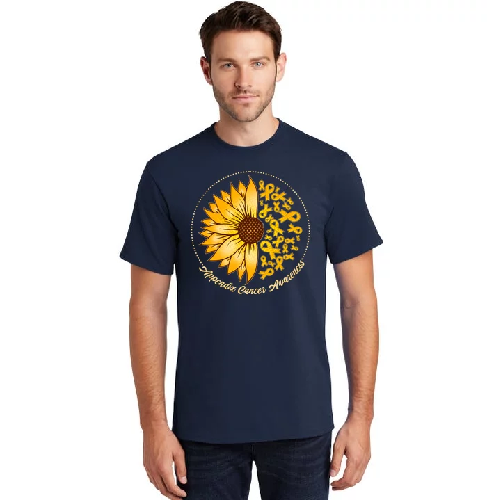 Appendix Cancer Awareness Sunflower Ribbons Tall T-Shirt