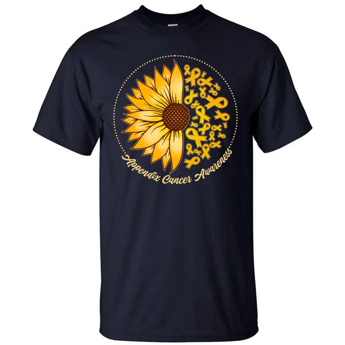 Appendix Cancer Awareness Sunflower Ribbons Tall T-Shirt