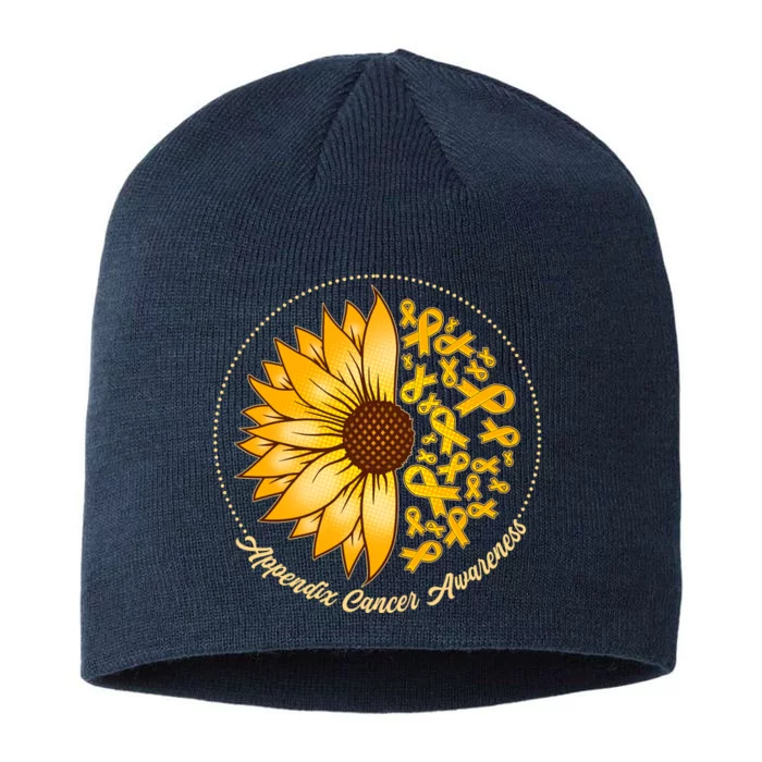 Appendix Cancer Awareness Sunflower Ribbons 8 1/2in Sustainable Knit Beanie