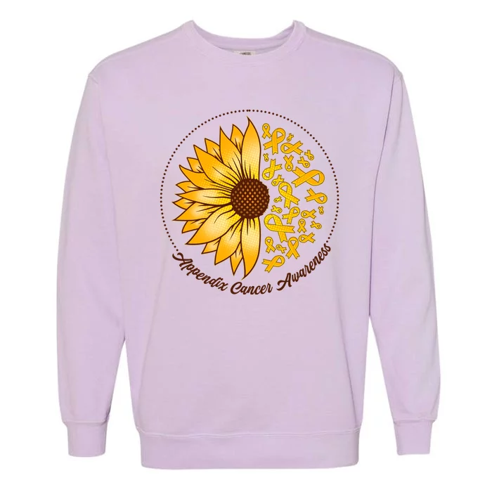 Appendix Cancer Awareness Sunflower Ribbons Garment-Dyed Sweatshirt