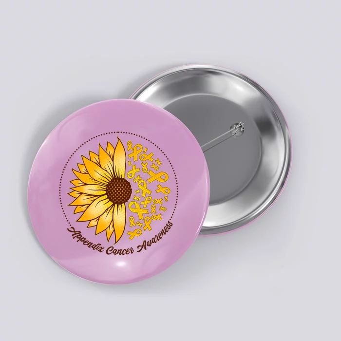 Appendix Cancer Awareness Sunflower Ribbons Button