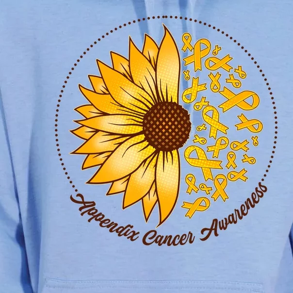 Appendix Cancer Awareness Sunflower Ribbons Unisex Surf Hoodie