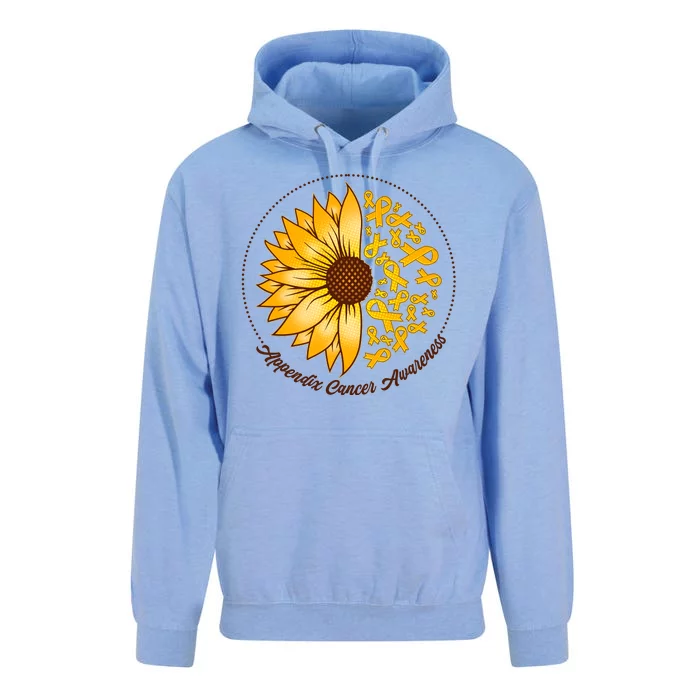 Appendix Cancer Awareness Sunflower Ribbons Unisex Surf Hoodie