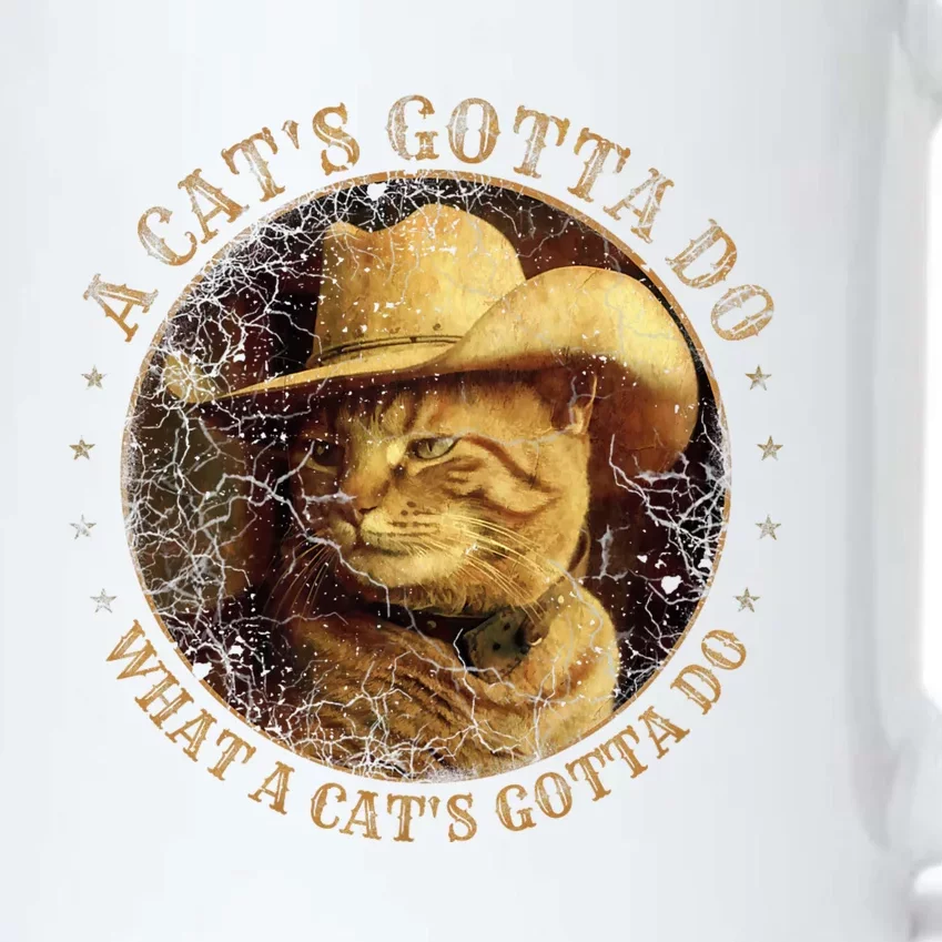 At Cowboy A CatS Gotta Do Funny Cat With Cowboy Hat Black Color Changing Mug