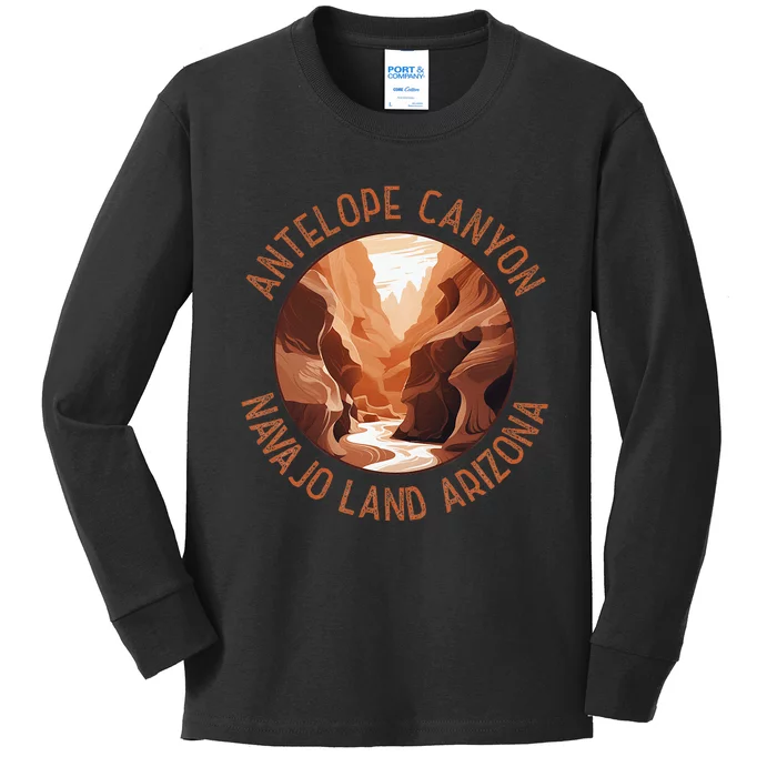 Antelope Canyon Arizona Distressed Circle Vintage Kids Long Sleeve Shirt