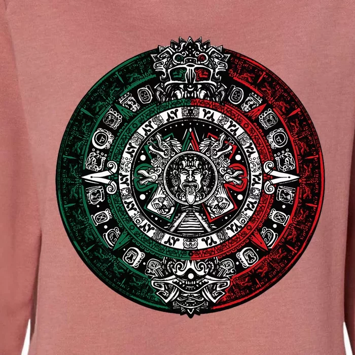 Aztec Calendar Azteca Sun Stone Mexico Flag Irt Womens California Wash Sweatshirt