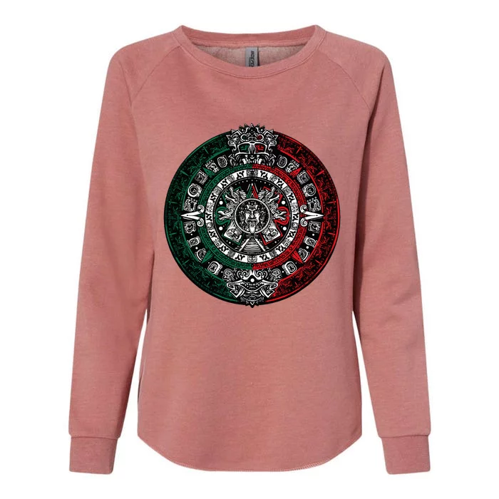 Aztec Calendar Azteca Sun Stone Mexico Flag Irt Womens California Wash Sweatshirt