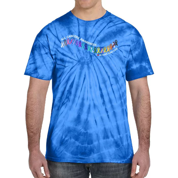 All Cancers Awareness All Cancer Matters Cancer Ribbons Gift Tie-Dye T-Shirt